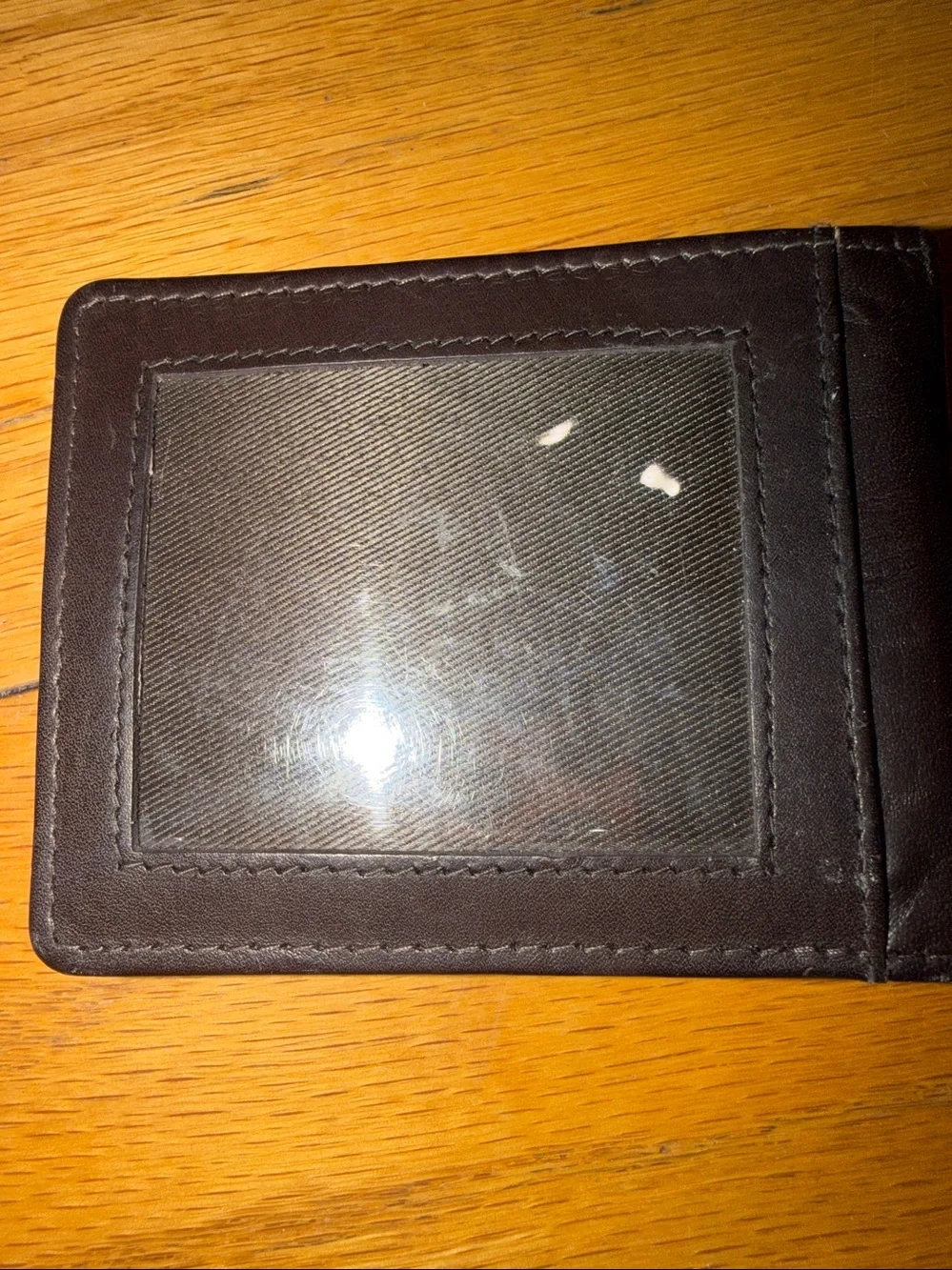 Men's Dark Brown Leather Money Clip Card Wallet with bottle opener